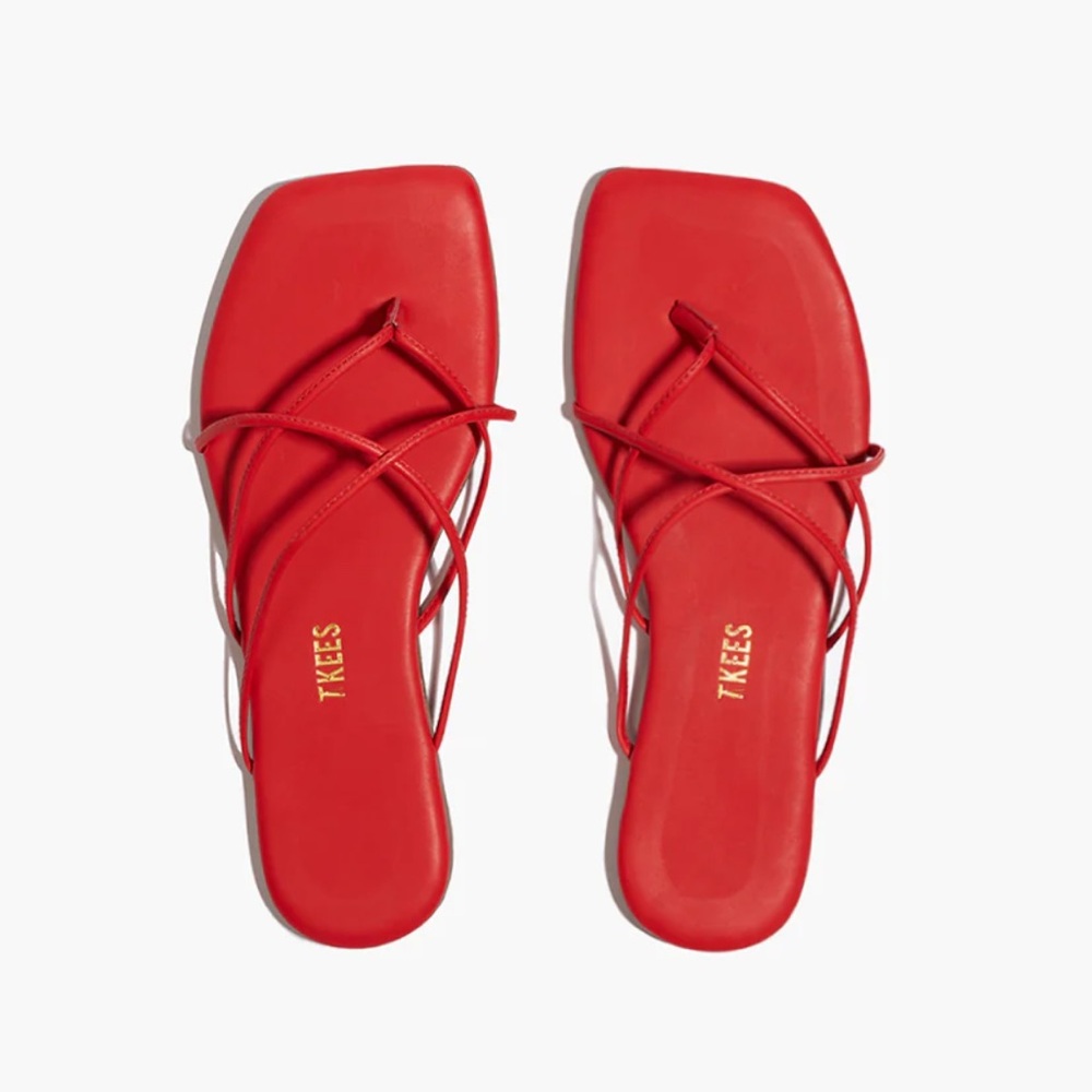 NWT TKEES Square Toe Elle Sandal in Red